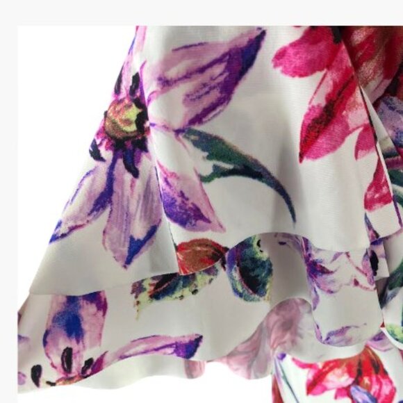 Lauren Ralph Lauren Floral Ruffle Sleeve Shift Dress Short Sleeve Size 14P NWT - Picture 4 of 12